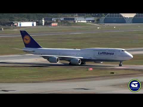 RAINHA DOS ARES 747 da Lufthansa pousando em GRU à LUZ DO DIA !